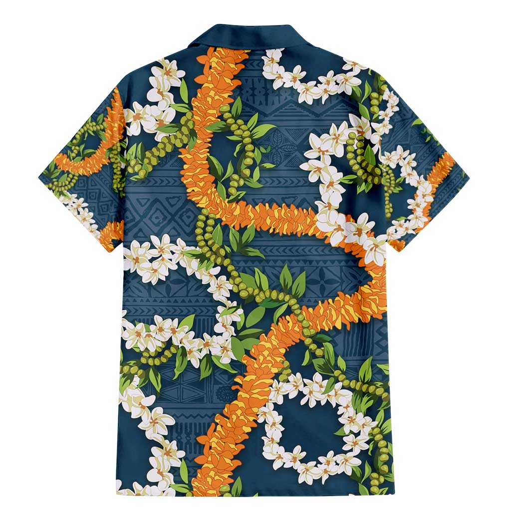 Aloha Festive Hawaii Family Matching Mermaid Dress and Hawaiian Shirt Mokihana - Maile and Ilima on Navy Blue LT7 - Polynesian Pride