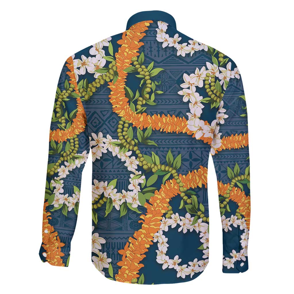 Aloha Festive Hawaii Family Matching Off Shoulder Short Dress and Hawaiian Shirt Mokihana - Maile and Ilima on Navy Blue LT7 - Polynesian Pride
