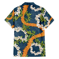 Aloha Festive Hawaii Family Matching Summer Maxi Dress and Hawaiian Shirt Mokihana - Maile and Ilima on Navy Blue LT7 - Polynesian Pride