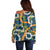 Aloha Festive Hawaii Off Shoulder Sweater Mokihana - Maile and Ilima on Navy Blue - Polynesian Pride