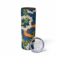 Aloha Festive Hawaii Skinny Tumbler Mokihana - Maile and Ilima on Navy Blue LT7 - Polynesian Pride