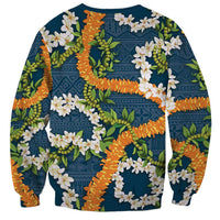 Aloha Festive Hawaii Sweatshirt Mokihana - Maile and Ilima on Navy Blue LT7 - Polynesian Pride