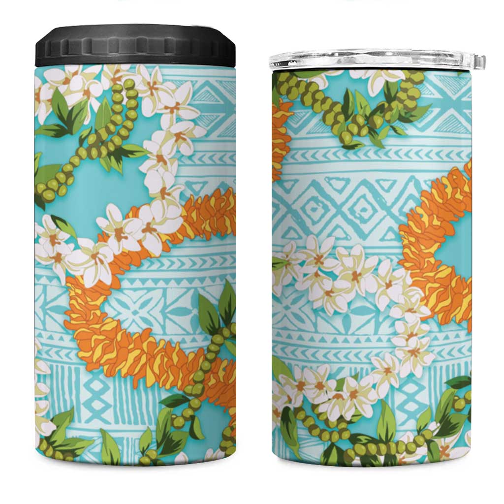 Aloha Festive Hawaii 4 in 1 Can Cooler Tumbler Mokihana - Maile and Ilima on Turquoise LT7 One Size: 16 oz Turquoise - Polynesian Pride