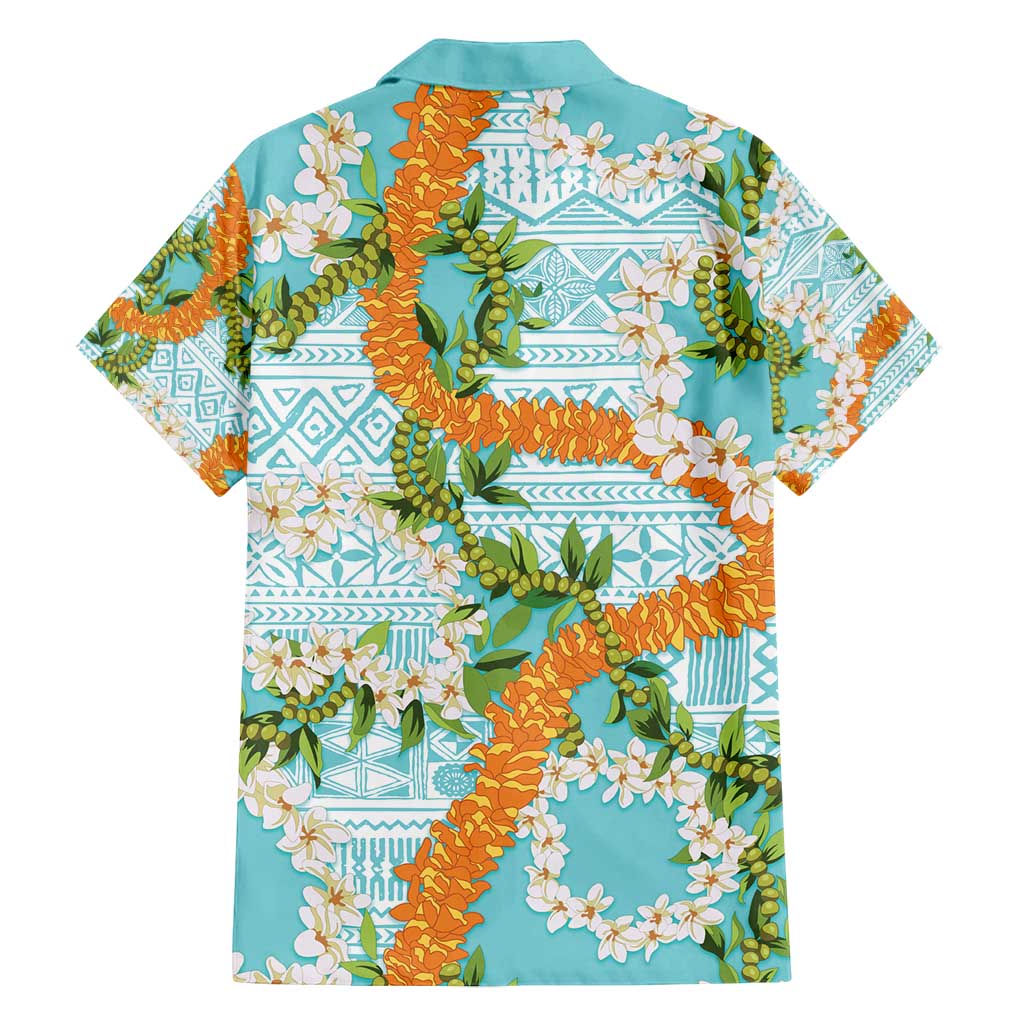 Aloha Festive Hawaii Family Matching Puletasi and Hawaiian Shirt Mokihana - Maile and Ilima on Turquoise LT7 - Polynesian Pride