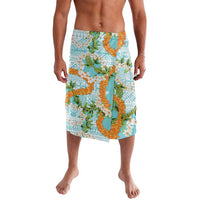 Aloha Festive Hawaii Lavalava Mokihana - Maile and Ilima on Turquoise - Polynesian Pride