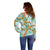 Aloha Festive Hawaii Off Shoulder Sweater Mokihana - Maile and Ilima on Turquoise - Polynesian Pride