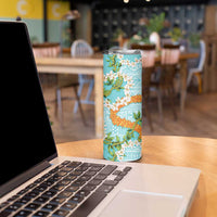 Aloha Festive Hawaii Skinny Tumbler Mokihana - Maile and Ilima on Turquoise LT7 - Polynesian Pride
