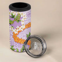 Aloha Festive Hawaii 4 in 1 Can Cooler Tumbler Mokihana - Maile and Ilima on Lilac LT7 - Polynesian Pride