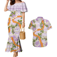 Aloha Festive Hawaii Couples Matching Mermaid Dress and Hawaiian Shirt Mokihana - Maile and Ilima on Lilac LT7 Lilac - Polynesian Pride