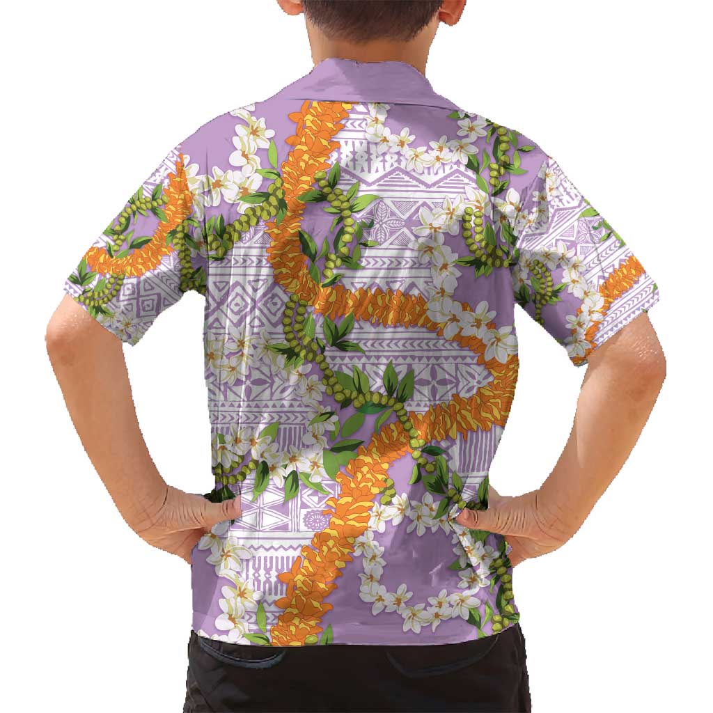 Aloha Festive Hawaii Family Matching Long Sleeve Bodycon Dress and Hawaiian Shirt Mokihana - Maile and Ilima on Lilac LT7 - Polynesian Pride