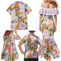 Aloha Festive Hawaii Family Matching Mermaid Dress and Hawaiian Shirt Mokihana - Maile and Ilima on Lilac LT7 - Polynesian Pride