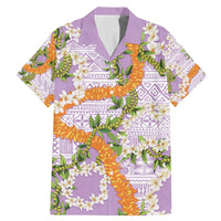 Aloha Festive Hawaii Family Matching Mermaid Dress and Hawaiian Shirt Mokihana - Maile and Ilima on Lilac LT7 Dad's Shirt - Short Sleeve Lilac - Polynesian Pride