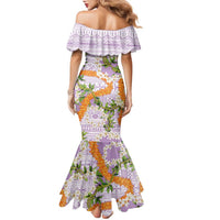 Aloha Festive Hawaii Family Matching Mermaid Dress and Hawaiian Shirt Mokihana - Maile and Ilima on Lilac LT7 - Polynesian Pride