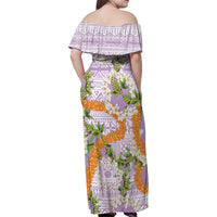 Aloha Festive Hawaii Family Matching Off Shoulder Maxi Dress and Hawaiian Shirt Mokihana - Maile and Ilima on Lilac LT7 - Polynesian Pride