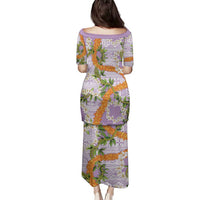 Aloha Festive Hawaii Family Matching Puletasi and Hawaiian Shirt Mokihana - Maile and Ilima on Lilac LT7 - Polynesian Pride