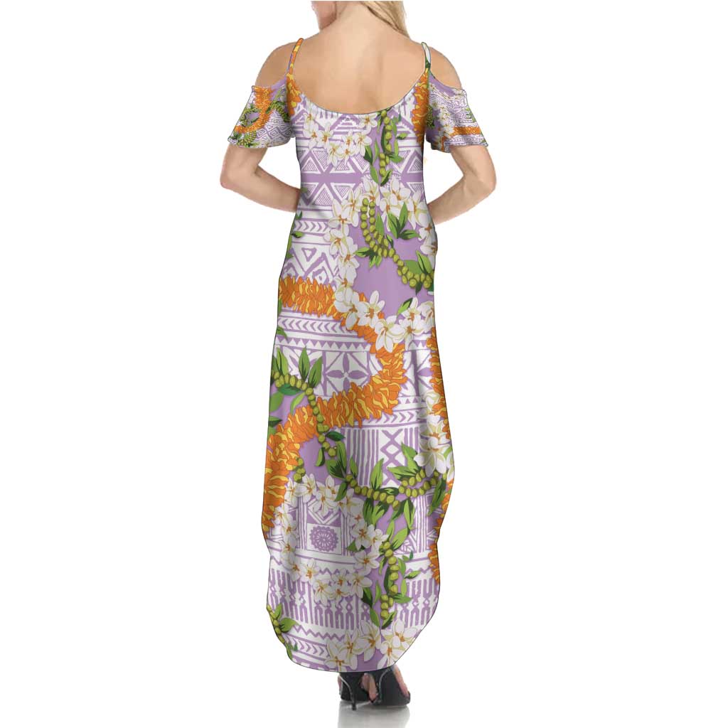 Aloha Festive Hawaii Family Matching Summer Maxi Dress and Hawaiian Shirt Mokihana - Maile and Ilima on Lilac LT7 - Polynesian Pride