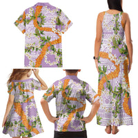 Aloha Festive Hawaii Family Matching Tank Maxi Dress and Hawaiian Shirt Mokihana - Maile and Ilima on Lilac LT7 - Polynesian Pride