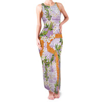 Aloha Festive Hawaii Family Matching Tank Maxi Dress and Hawaiian Shirt Mokihana - Maile and Ilima on Lilac LT7 Mom's Dress Lilac - Polynesian Pride
