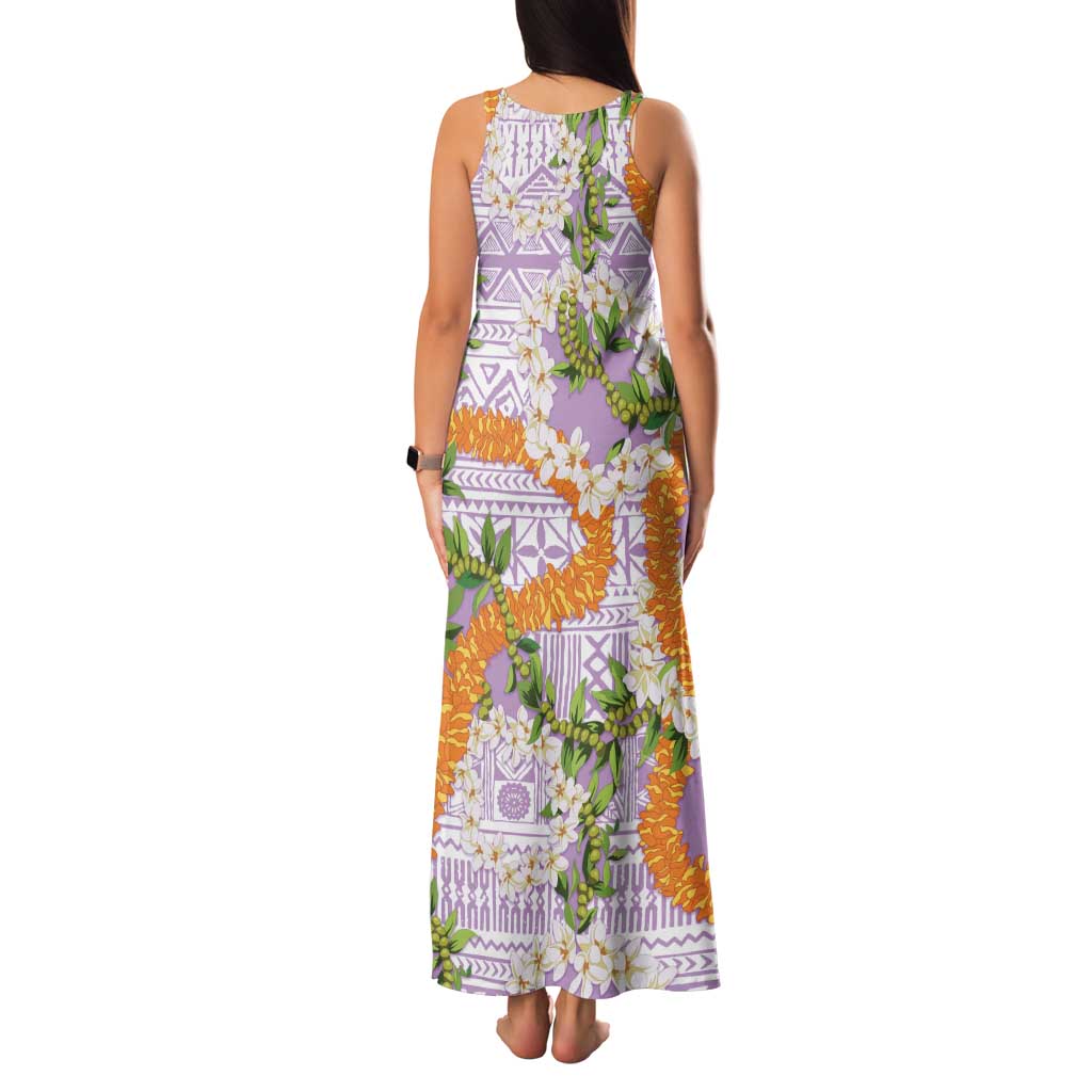 Aloha Festive Hawaii Family Matching Tank Maxi Dress and Hawaiian Shirt Mokihana - Maile and Ilima on Lilac LT7 - Polynesian Pride