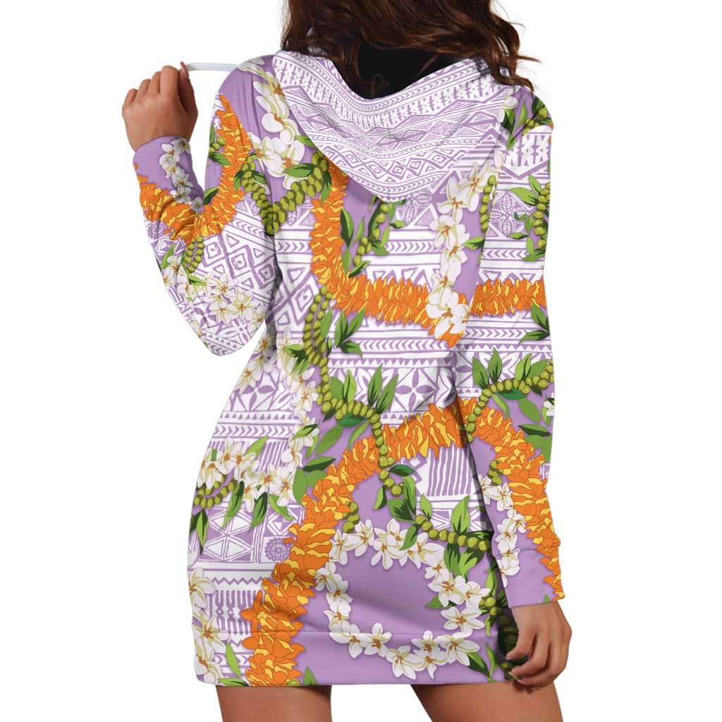 Aloha Festive Hawaii Hoodie Dress Mokihana - Maile and Ilima on Lilac LT7 - Polynesian Pride