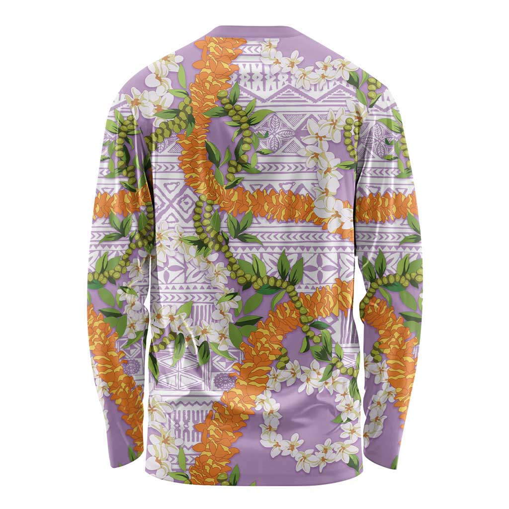 Aloha Festive Hawaii Long Sleeve Shirt Mokihana - Maile and Ilima on Lilac LT7 - Polynesian Pride