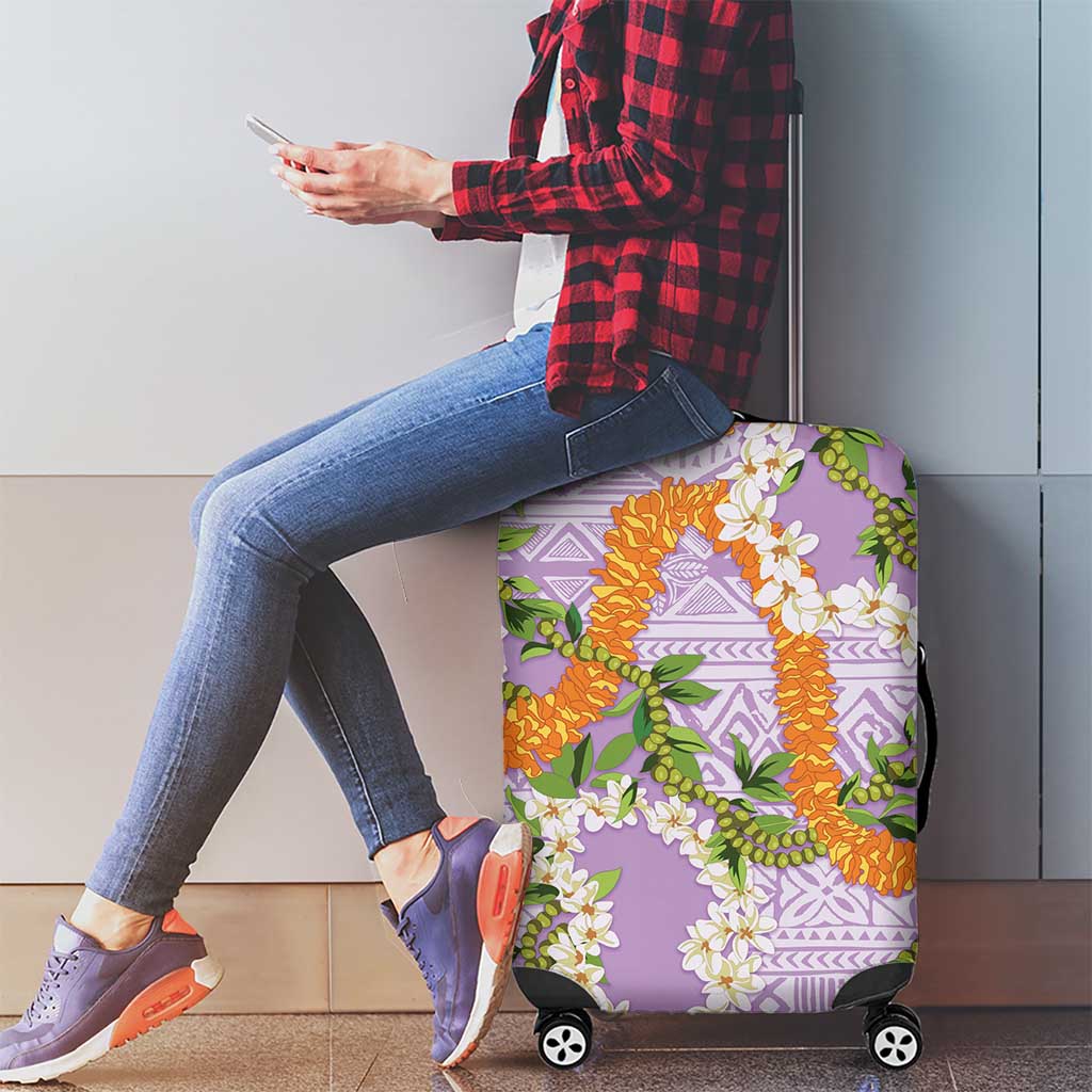 Aloha Festive Hawaii Luggage Cover Mokihana - Maile and Ilima on Lilac - Polynesian Pride