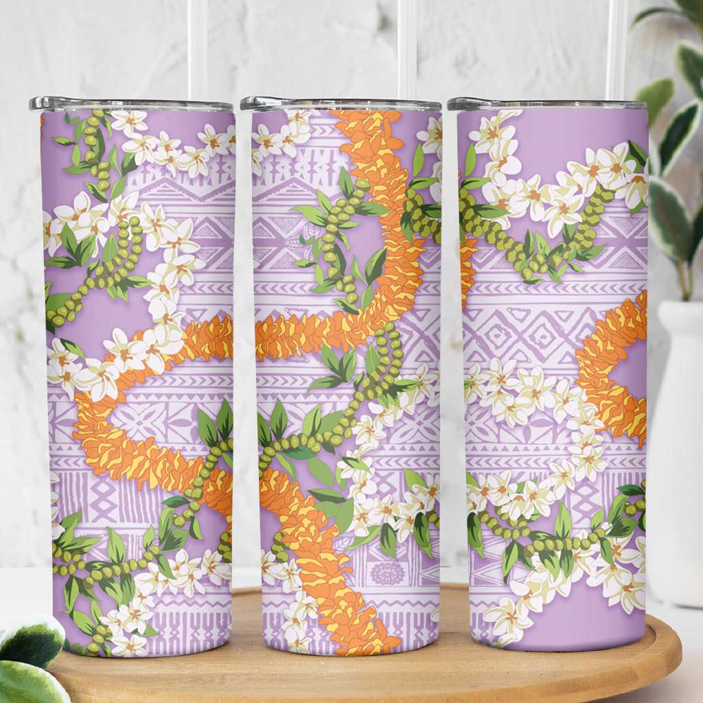 Aloha Festive Hawaii Skinny Tumbler Mokihana - Maile and Ilima on Lilac LT7 - Polynesian Pride