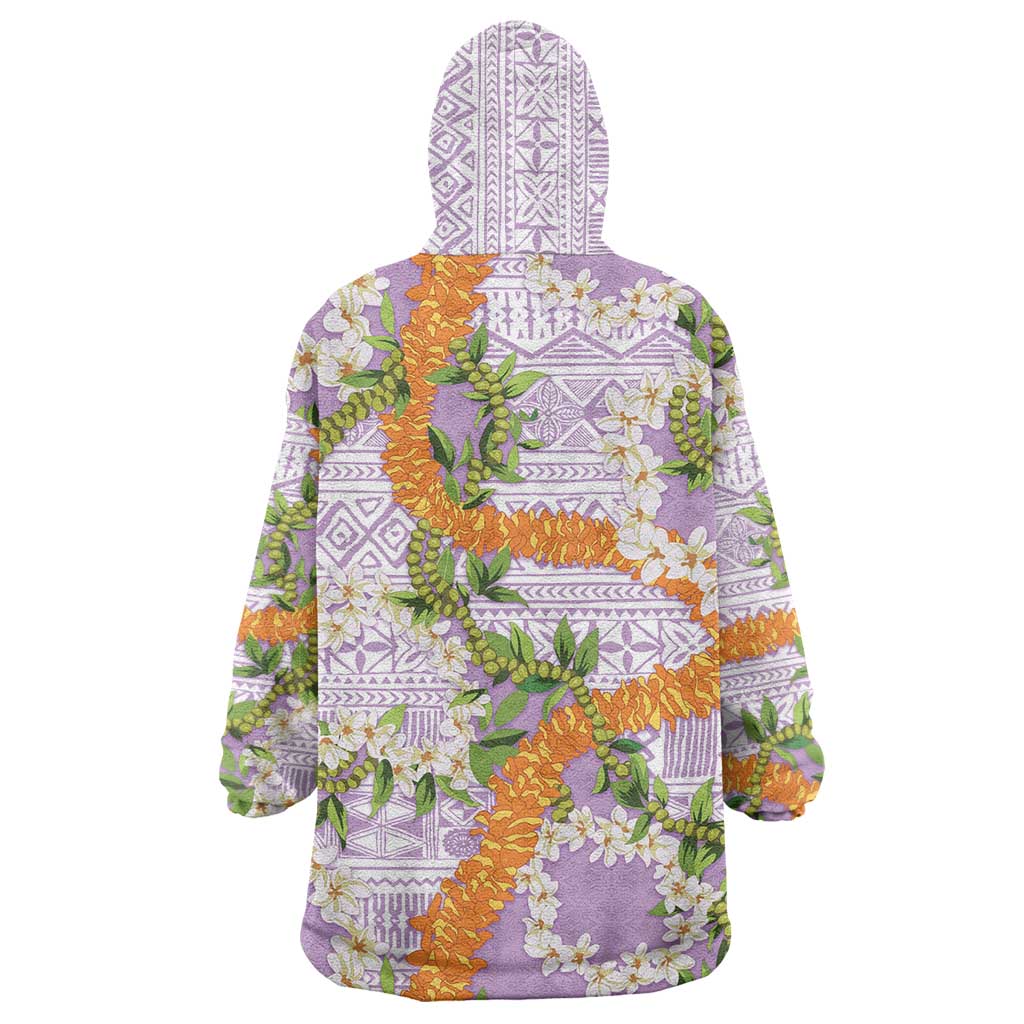 Aloha Festive Hawaii Wearable Blanket Hoodie Mokihana - Maile and Ilima on Lilac LT7 - Polynesian Pride
