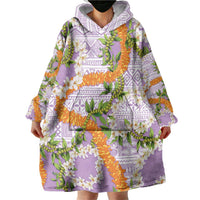 Aloha Festive Hawaii Wearable Blanket Hoodie Mokihana - Maile and Ilima on Lilac LT7 - Polynesian Pride