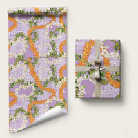 Aloha Festive Hawaii Wrapping Paper Mokihana - Maile and Ilima on Lilac