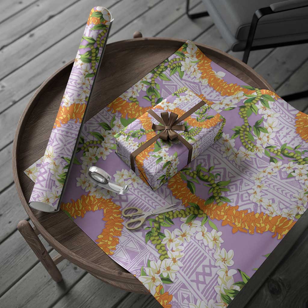 Aloha Festive Hawaii Wrapping Paper Mokihana - Maile and Ilima on Lilac