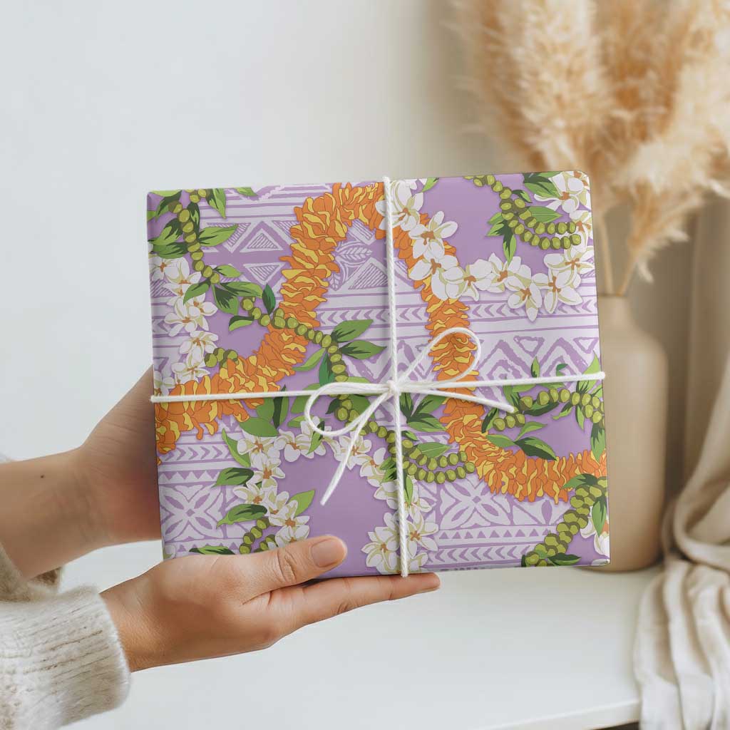 Aloha Festive Hawaii Wrapping Paper Mokihana - Maile and Ilima on Lilac