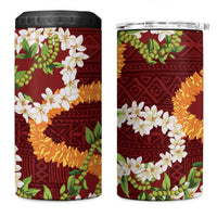 Aloha Festive Hawaii 4 in 1 Can Cooler Tumbler Mokihana - Maile and Ilima on Crimson LT7 One Size: 16 oz Crimson - Polynesian Pride