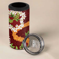 Aloha Festive Hawaii 4 in 1 Can Cooler Tumbler Mokihana - Maile and Ilima on Crimson LT7 - Polynesian Pride