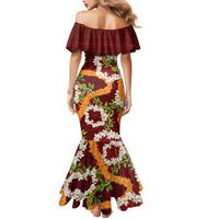 Aloha Festive Hawaii Family Matching Mermaid Dress and Hawaiian Shirt Mokihana - Maile and Ilima on Crimson LT7 - Polynesian Pride