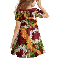 Aloha Festive Hawaii Family Matching Off Shoulder Short Dress and Hawaiian Shirt Mokihana - Maile and Ilima on Crimson LT7 - Polynesian Pride