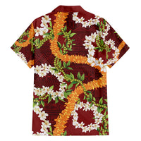 Aloha Festive Hawaii Family Matching Short Sleeve Bodycon Dress and Hawaiian Shirt Mokihana - Maile and Ilima on Crimson LT7 - Polynesian Pride
