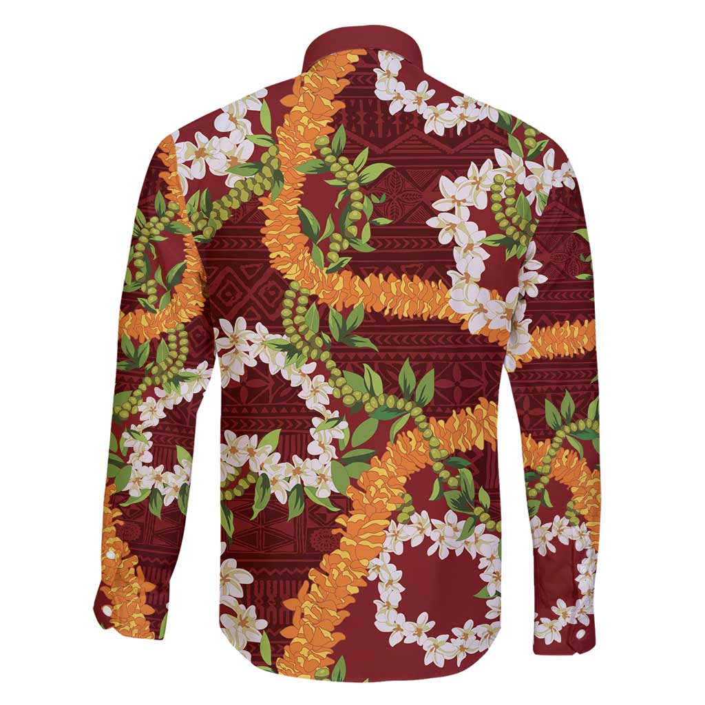 Aloha Festive Hawaii Family Matching Summer Maxi Dress and Hawaiian Shirt Mokihana - Maile and Ilima on Crimson LT7 - Polynesian Pride