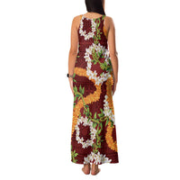 Aloha Festive Hawaii Family Matching Tank Maxi Dress and Hawaiian Shirt Mokihana - Maile and Ilima on Crimson LT7 - Polynesian Pride