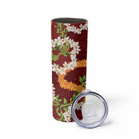 Aloha Festive Hawaii Skinny Tumbler Mokihana - Maile and Ilima on Crimson LT7 - Polynesian Pride
