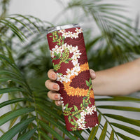Aloha Festive Hawaii Skinny Tumbler Mokihana - Maile and Ilima on Crimson LT7 - Polynesian Pride