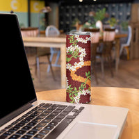 Aloha Festive Hawaii Skinny Tumbler Mokihana - Maile and Ilima on Crimson LT7 - Polynesian Pride