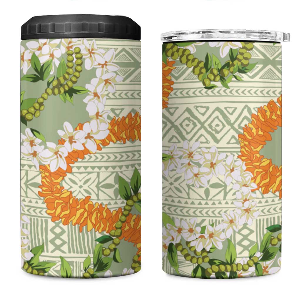 Aloha Festive Hawaii 4 in 1 Can Cooler Tumbler Mokihana - Maile Leis in Muted Summer LT7 One Size: 16 oz Sage Green - Polynesian Pride