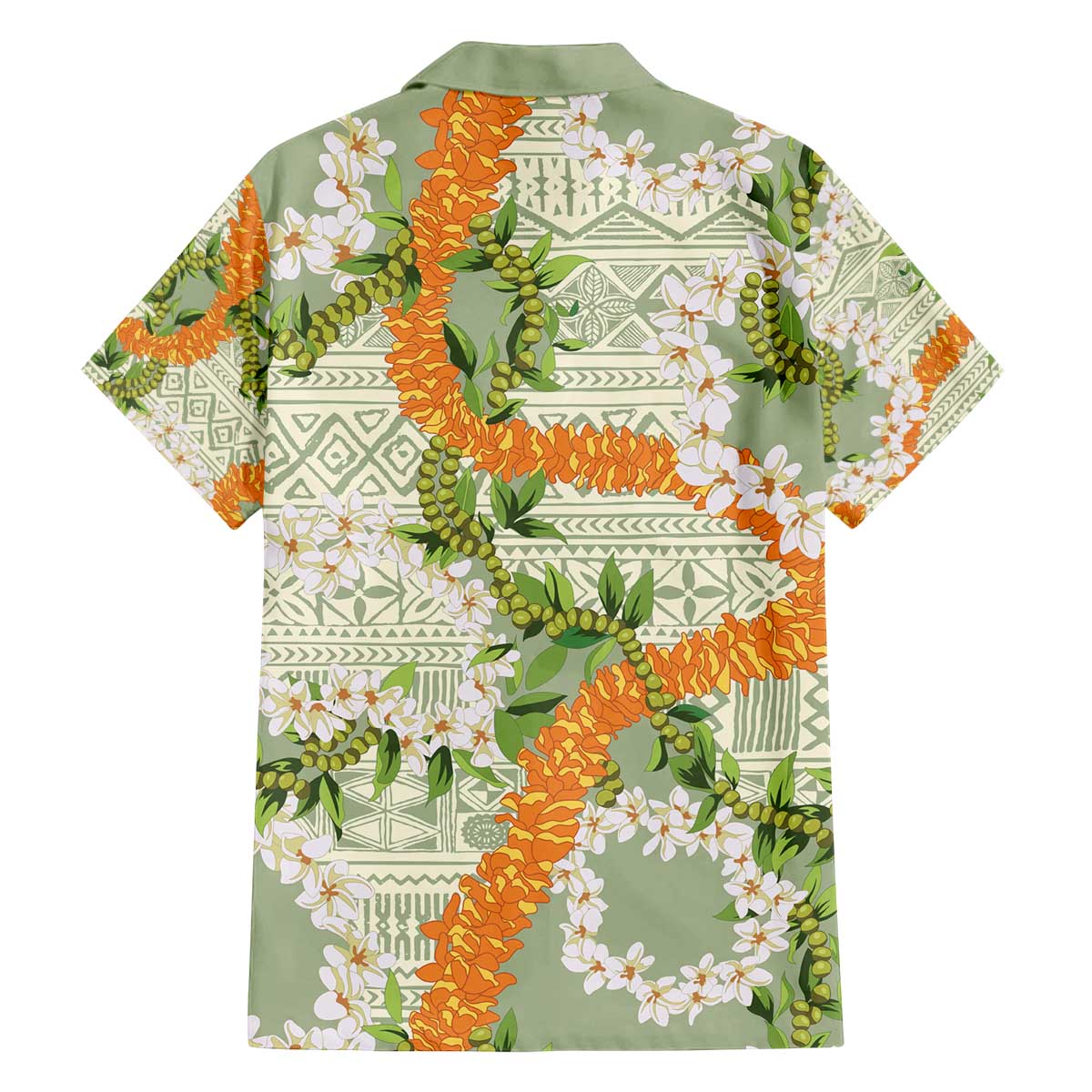 Aloha Festive Hawaii Family Matching Off The Shoulder Long Sleeve Dress and Hawaiian Shirt Mokihana - Maile Leis in Muted Summer LT7 - Polynesian Pride