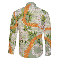 Aloha Festive Hawaii Family Matching Off Shoulder Maxi Dress and Hawaiian Shirt Mokihana - Maile Leis in Muted Summer LT7 - Polynesian Pride