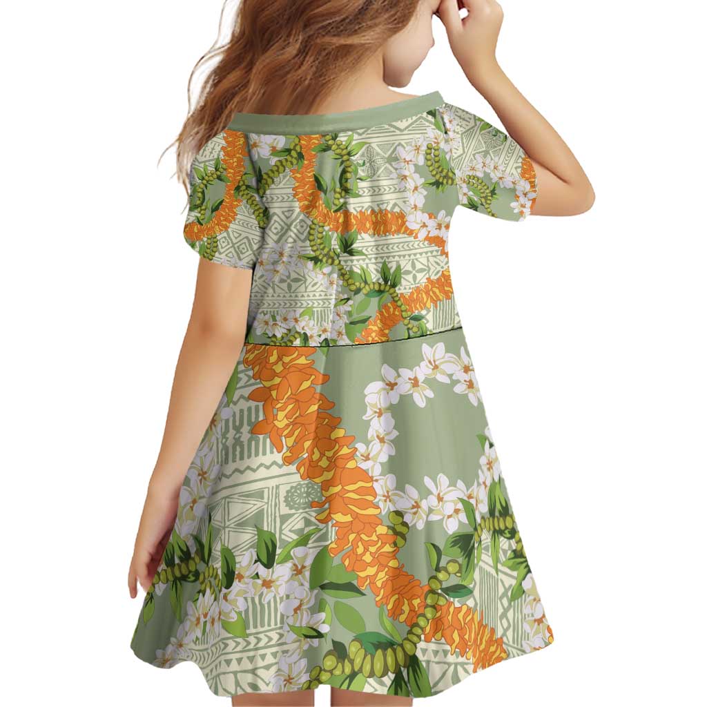 Aloha Festive Hawaii Family Matching Off Shoulder Short Dress and Hawaiian Shirt Mokihana - Maile Leis in Muted Summer LT7 - Polynesian Pride