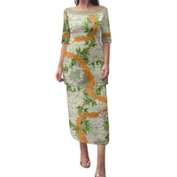 Aloha Festive Hawaii Family Matching Puletasi and Hawaiian Shirt Mokihana - Maile Leis in Muted Summer LT7 Mom's Dress Sage Green - Polynesian Pride