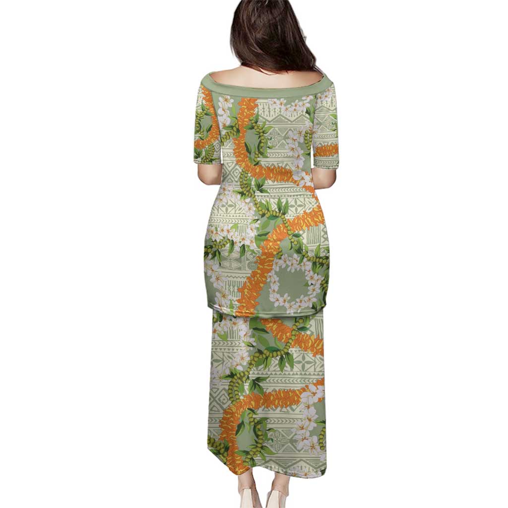 Aloha Festive Hawaii Family Matching Puletasi and Hawaiian Shirt Mokihana - Maile Leis in Muted Summer LT7 - Polynesian Pride