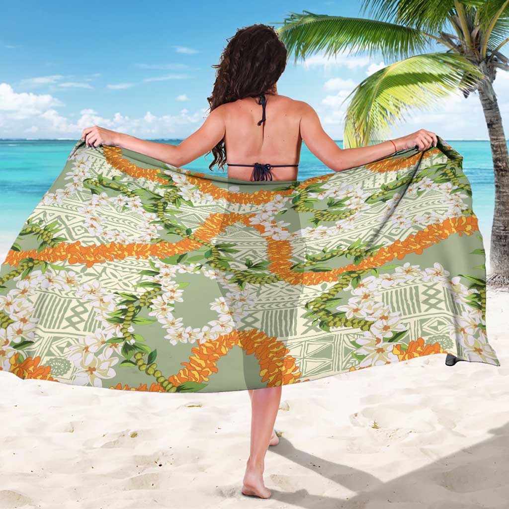 Aloha Festive Hawaii Sarong Mokihana - Maile Leis in Muted Summer - Polynesian Pride