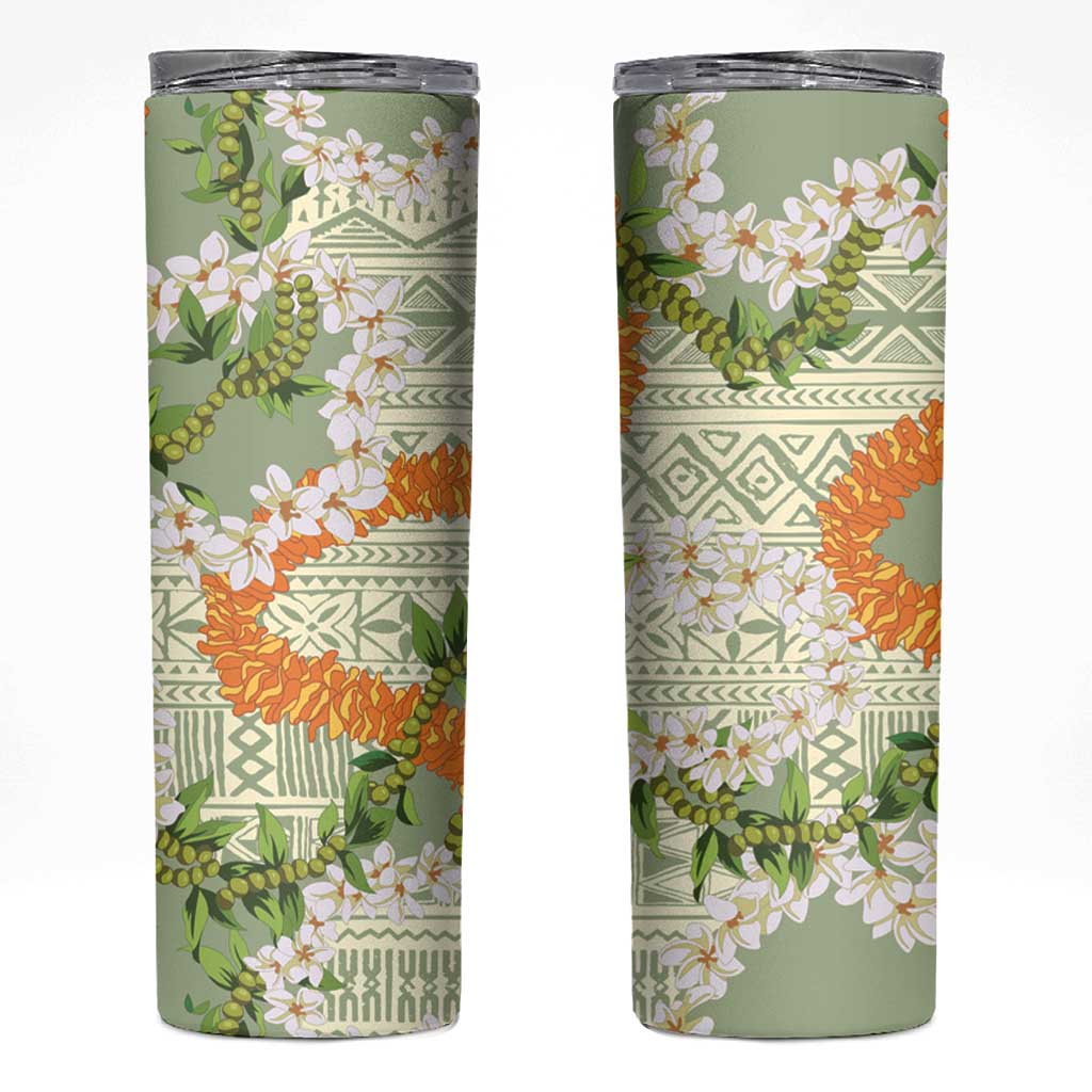 Aloha Festive Hawaii Skinny Tumbler Mokihana - Maile Leis in Muted Summer LT7 Sage Green - Polynesian Pride